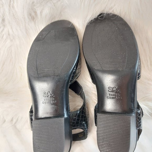 SAS Tripad Comfort Women's Black Croc Pattern Leather Slingback Sandals 5.5 - Picture 4 of 8